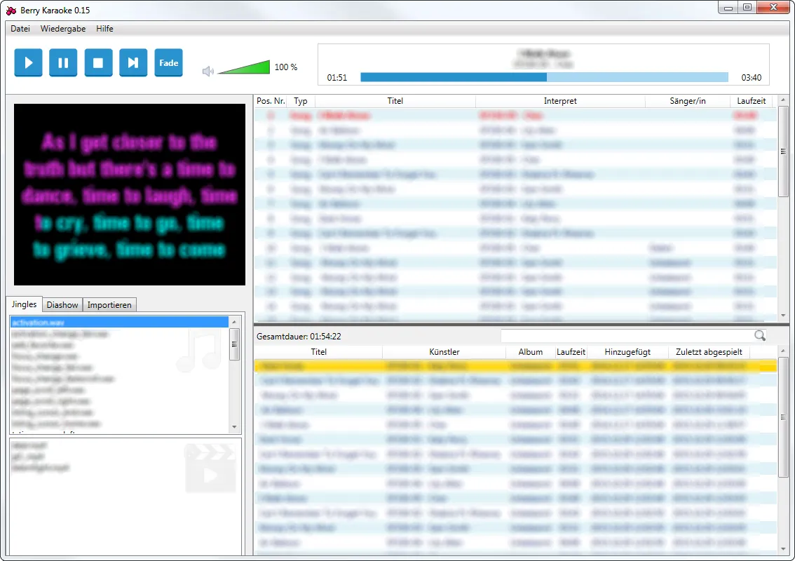 Berry Entertainment System: the karaoke player with lyrics preview, playlist and jingles