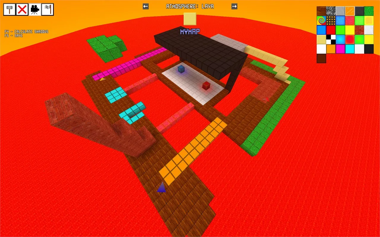 The map editor on a lava map
